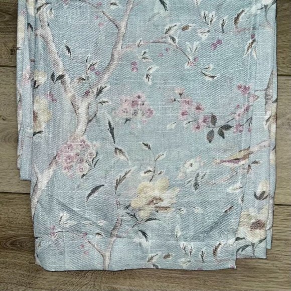 38 x 96 Lillian August Curtains Rod Pocket Birdsong Floral Seafoam Green Blue - Picture 6 of 9